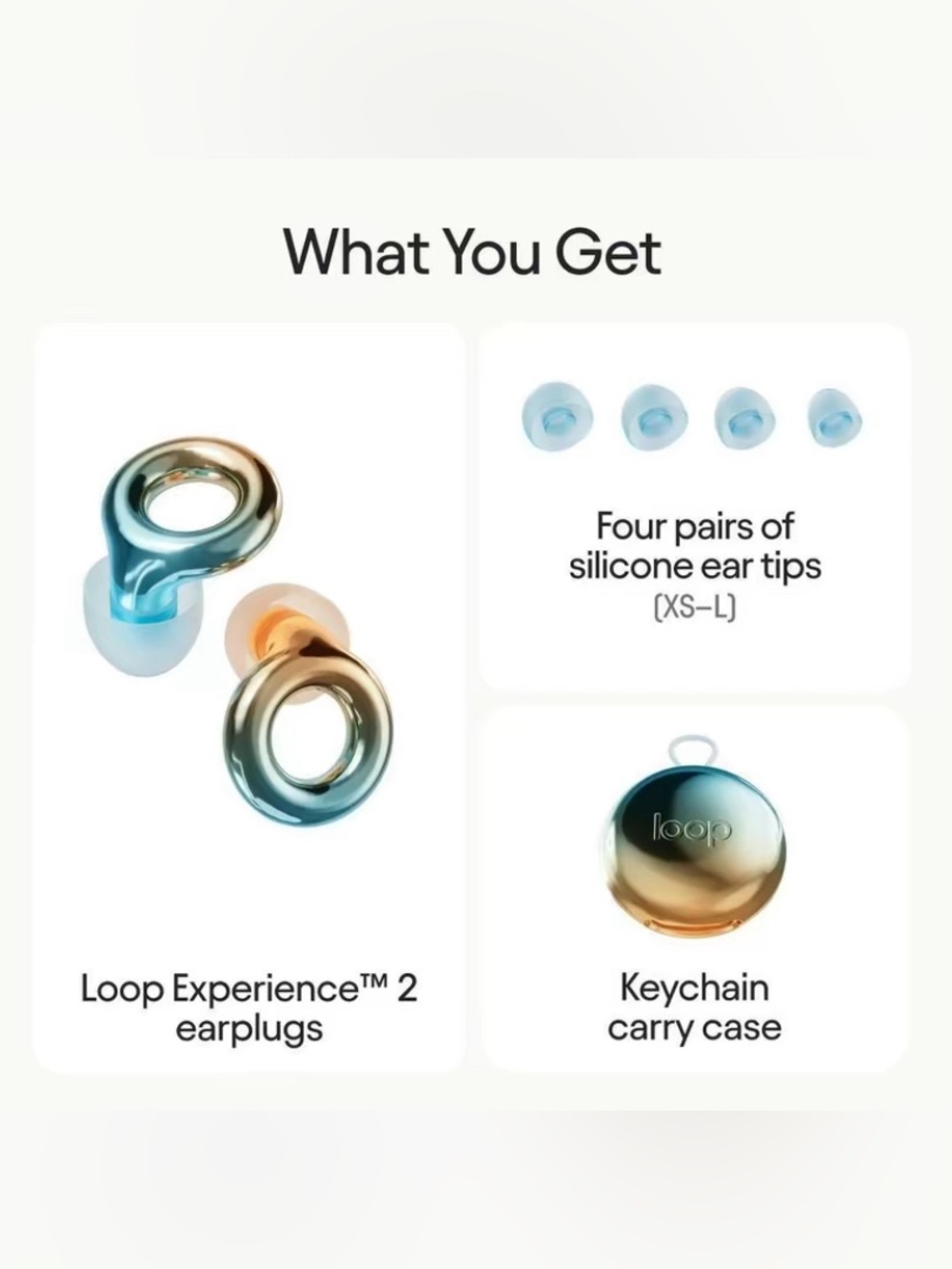 New Loop Coachella Experience 2 Earplugs Blue & Peach gold carrying case box - Picture 2 of 10